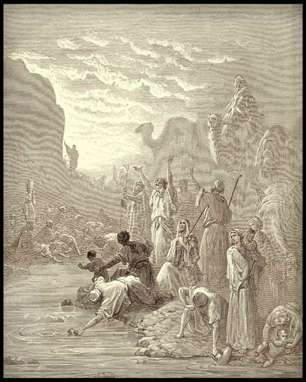 Moses strikes the rock at horeb