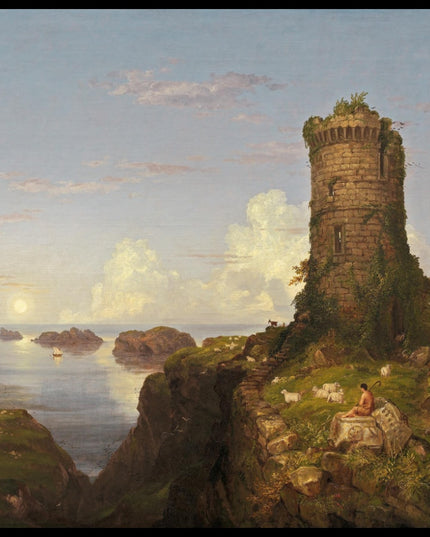 Italian Coast Scene with Ruined Tower