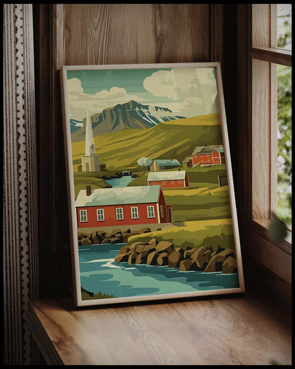 Höfn Village Illustration Poster