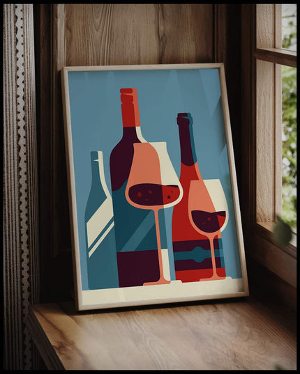 Wine Bottles Illustration Poster