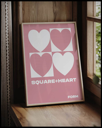 Square Heart Pattern Illustration Poster